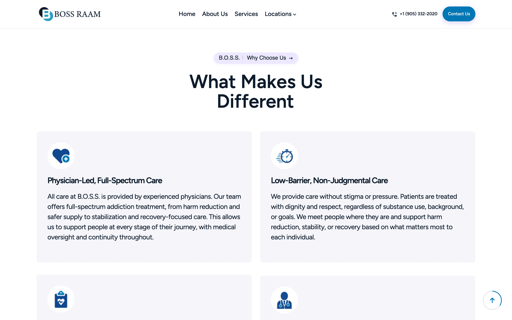 Boss Med Clinic section on what makes the clinic different