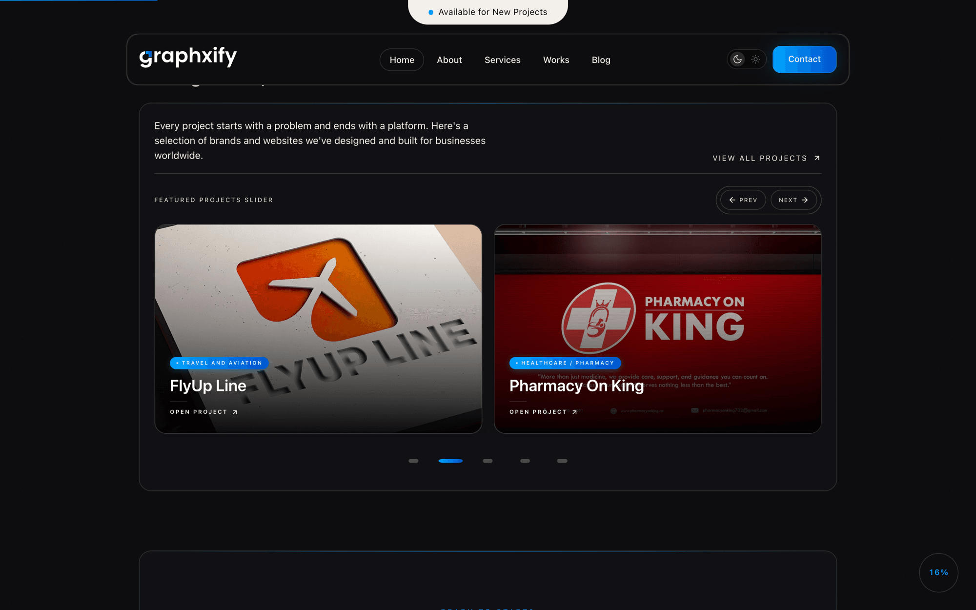 Graphxify featured projects slider